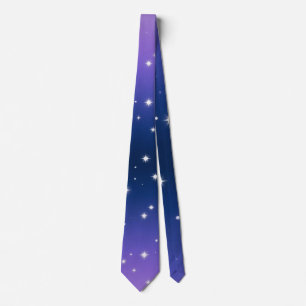Violet Night Gradient met Twinkling Stars patroon Stropdas