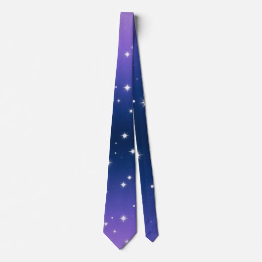 Violet Night Gradient met Twinkling Stars patroon Stropdas (Voorkant)