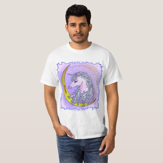 Violet Night Moon Unicorn T-shirt (Voorkant volledig)
