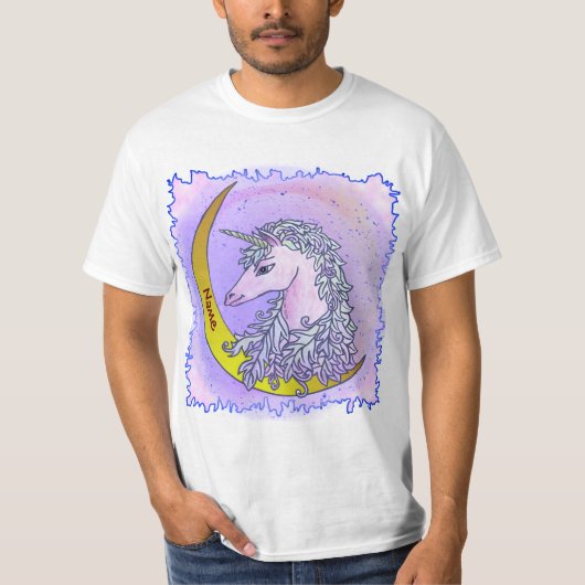 Violet Night Moon Unicorn T-shirt (Voorkant)