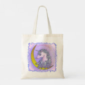 Violet Night Moon Unicorn Tote Bag (Achterkant)