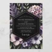 Violet Nocturnal Bloom Wedding Kaart (Voorkant)