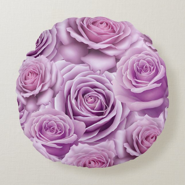 Violet Novalis Rozen Rond Kussen (Voorkant)