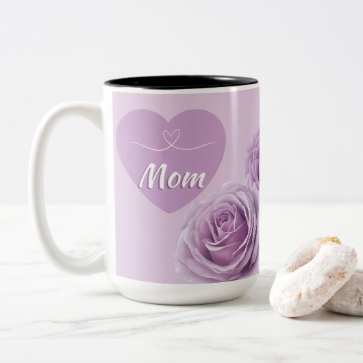 Violet Novalis Rozen voor mama Tweekleurige Koffiemok (Met donut)