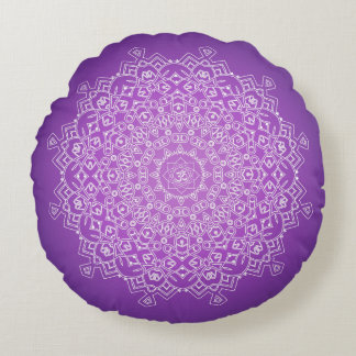 Violet Om Mandala Meditation Round Pillow Rond Kussen