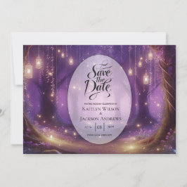 Violet om middernacht Betoverd bos-huwelijk Save The Date