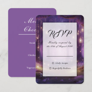 Violet om Middernacht Betoverde Bos Bruiloft RSVP Kaartje