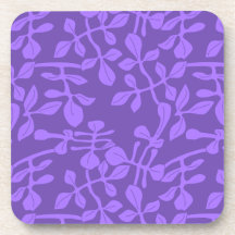 Violet op Paarse Leaf Pattern Onderzetter Set van 