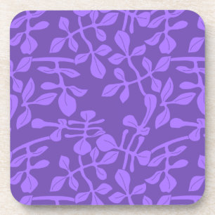 Violet op Paarse Leaf Pattern Onderzetter Set van 