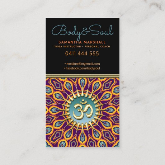 Violet Oranje Blauwgroen Mandala Energy Yoga Om Ne Visitekaartje (Achterkant)