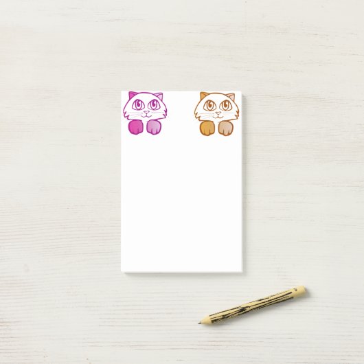 Violet oranje Kittens Post-it® Notes (Op bureau)