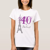 Violet Paars 40 & Fabulous Paris Eiffel Tower T-shirt (Voorkant)