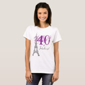 Violet Paars 40 & Fabulous Paris Eiffel Tower T-shirt (Voorkant volledig)