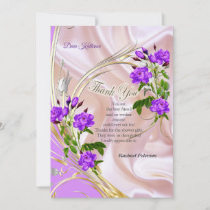 Violet Paars-Aquarel Rozen op Roze Zijde