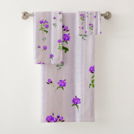 Violet Paars-Aquarel Rozen op Roze Zijde Bad Handdoek