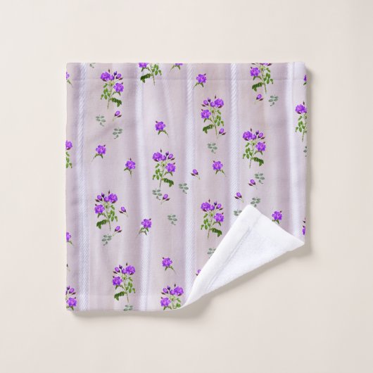 Violet Paars-Aquarel Rozen op Roze Zijde Bad Handdoek (Wasdoekje)