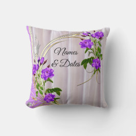 Violet Paars-Aquarel Rozen op Roze Zijde Kussen