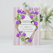 Violet Paars-Aquarel Rozen op Roze Zijde RSVP Kaartje (Staand voorkant)