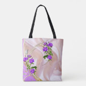 Violet Paars-Aquarel Rozen op Roze Zijde Tote Bag (Achterkant)
