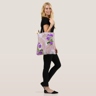 Violet Paars-Aquarel Rozen op Roze Zijde Tote Bag
