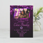 Violet, Paars Bat Mitzvah Invite w/Star van David Kaart (Staand voorkant)