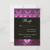 VIOLET PAARS BLACK DAMASK MONOGRAM RSVP wit Kaartje (Achterkant)