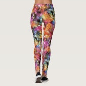 Violet Paars blauw roze zwart bubbels Kunstpatroon Leggings (Achterkant)