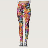 Violet Paars blauw roze zwart bubbels Kunstpatroon Leggings (Voorkant)