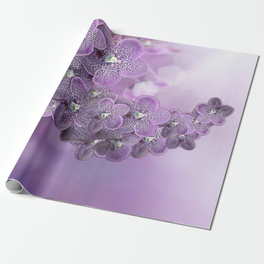 Violet Paars Blooming Flower Orchids Clutch Cadeaupapier (Uitgerold)