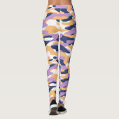 Violet Paars donkerblauw gele camouflage patroon Leggings (Achterkant)