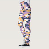 Violet Paars donkerblauw gele camouflage patroon Leggings (Links)