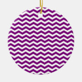 Violet Paars en White Zigzag Chevron Pattern Keramisch Ornament (Voorkant)
