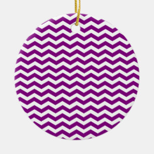Violet Paars en White Zigzag Chevron Pattern Keramisch Ornament