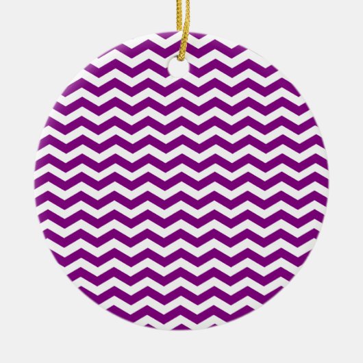 Violet Paars en White Zigzag Chevron Pattern Keramisch Ornament (Voorkant)