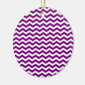 Violet Paars en White Zigzag Chevron Pattern Keramisch Ornament (Links)