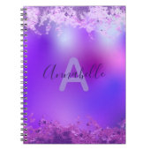 Violet Paars Fancy modern Glam Glitter Custom Notitieboek (Voorkant)
