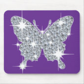  Violet Paars Faux Diamond Bling Butterfly Muismat (Voorkant)