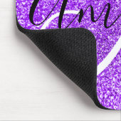Violet Paars Faux Glitter Persoonlijk Monogram Muismat (Hoek)