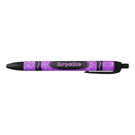 Violet Paars Glitter Crayon Aangepaste naam Push P Zwarte Inkt Pen (Bodem)