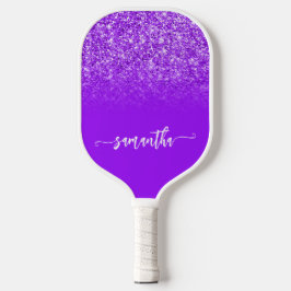 Violet Paars Glitter Ombre Name Pickleball Paddle