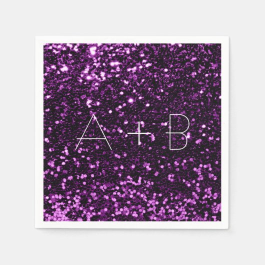Violet Paars Grape Plum Sequin Sparkly Glitter Servet (Voorkant)