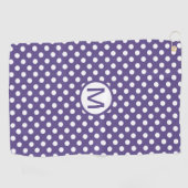 Violet Paars met Witte Stippen Monogram Golfhanddoek (Horizontaal)