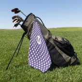 Violet Paars met Witte Stippen Monogram Golfhanddoek (Groen)