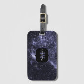 Violet paars peri zwarte abstracte melkweg Monogra Bagagelabel (Voorkant (verticaal))