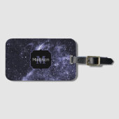 Violet paars peri zwarte abstracte melkweg Monogra Bagagelabel (Voorkant (horizontaal))