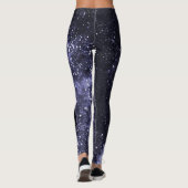 Violet paars peri zwarte abstracte melkweg Monogra Leggings (Achterkant)