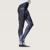 Violet paars peri zwarte abstracte melkweg Monogra Leggings (Rechts)