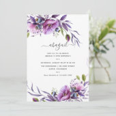 Violet Paars Poppy Floral Birthday Kaart (Staand voorkant)