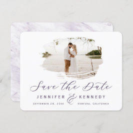 Violet Paars Romantisch geborsteld Lijst met foto Save The Date