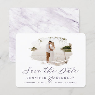 Violet Paars Romantisch geborsteld Lijst met foto Save The Date